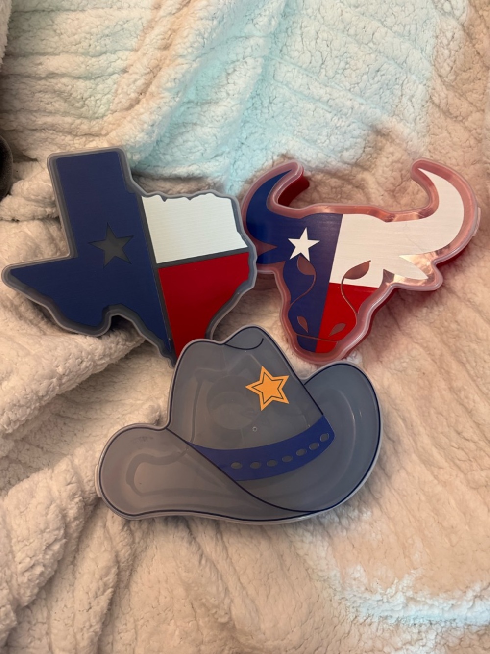 NEW Texas Flag, Longhorn & Cowboy Hat Decorative Trays - Red, White & Blue CWC